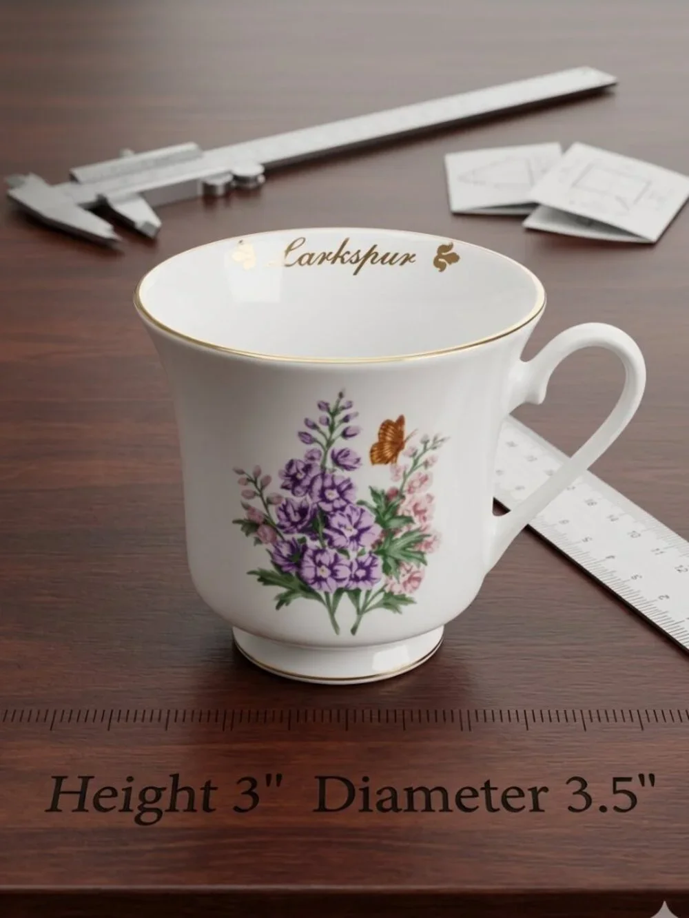Vintage Larkspur‎ Flower of the Month Tea Cup - July